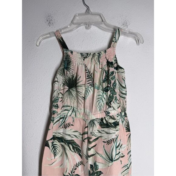 Old Navy Girls Sleeveless Linen-Blend Jumpsuit Floral Print Size S 6/7 Pink - Picture 3 of 11